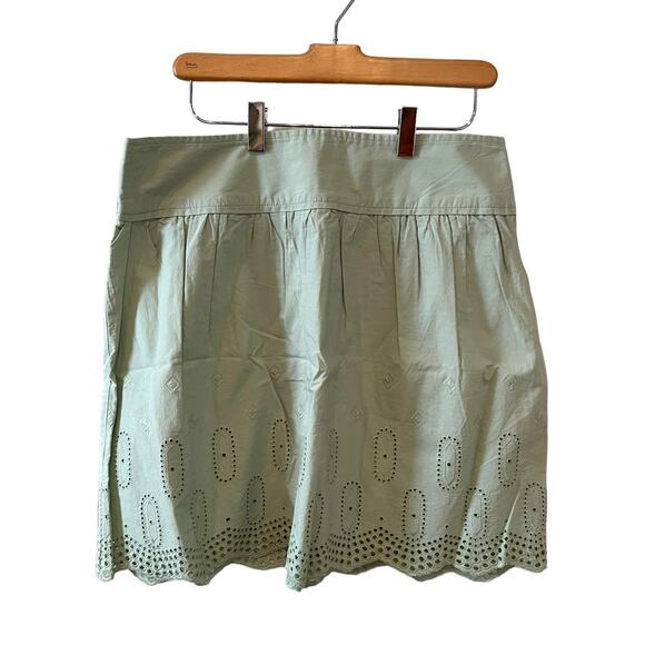 LOFT Eyelet Mini Skirt Sage Green 10 - Picture 1 of 7